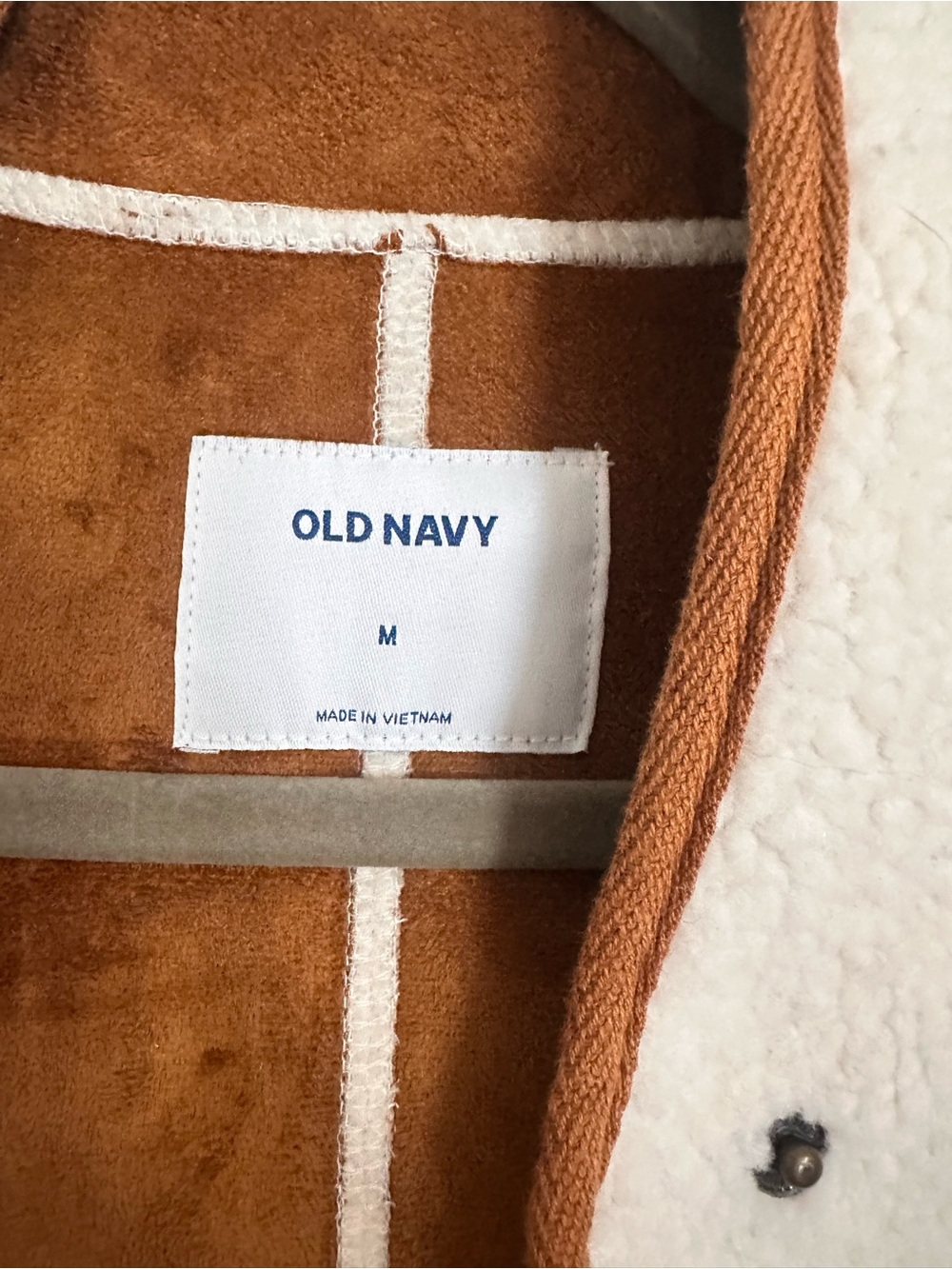 Old Navy Cream Sherpa Coat with Brown Trim - Picture 5 of 6